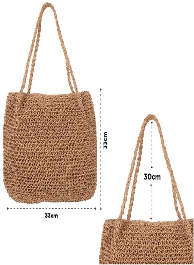 DENOVA stylish handbag, beach tote, travel friendly, ideal for shopping, outing for women and girls. (Natural Brown) - Image 3